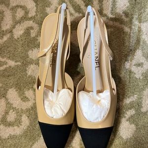 Chanel Slingback Cream with Black Toe